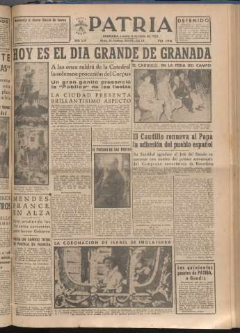 'Patria : diario de Falange Española Tradicionalista y de las J.O.N.S.' - Año XVIII Número 5438 - 1953 junio 4