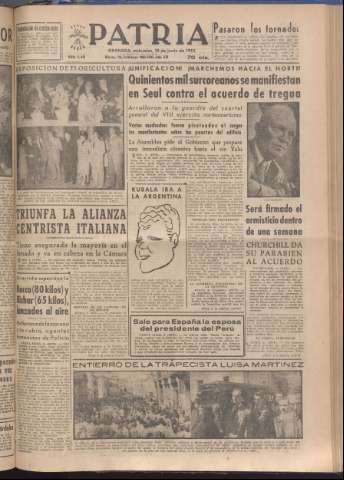 'Patria : diario de Falange Española Tradicionalista y de las J.O.N.S.' - Año XVIII Número 5443 - 1953 junio 10
