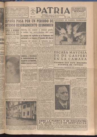 'Patria : diario de Falange Española Tradicionalista y de las J.O.N.S.' - Año XVIII Número 5444 - 1953 junio 11