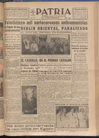 'Patria : diario de Falange Española Tradicionalista y de las J.O.N.S.' - Año XVIII Número 5451 - 1953 junio 19
