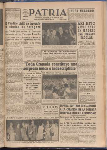 'Patria : diario de Falange Española Tradicionalista y de las J.O.N.S.' - Año XVIII Número 5455 - 1953 junio 24