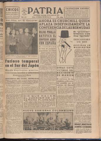 'Patria : diario de Falange Española Tradicionalista y de las J.O.N.S.' - Año XVIII Número 5459 - 1953 junio 28