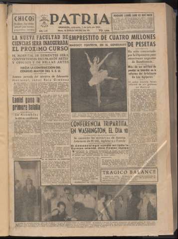 'Patria : diario de Falange Española Tradicionalista y de las J.O.N.S.' - Año XVIII Número 5461 - 1953 julio 1