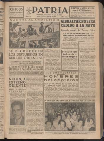 'Patria : diario de Falange Española Tradicionalista y de las J.O.N.S.' - Año XVIII Número 5467 - 1953 julio 8