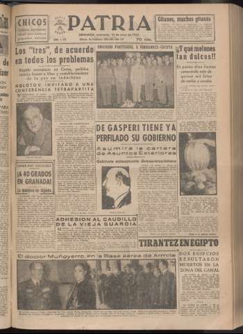 'Patria : diario de Falange Española Tradicionalista y de las J.O.N.S.' - Año XVIII Número 5473 - 1953 julio 15