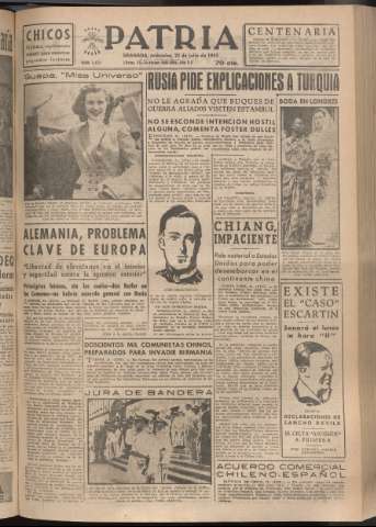 'Patria : diario de Falange Española Tradicionalista y de las J.O.N.S.' - Año XVIII Número 5479 - 1953 julio 22