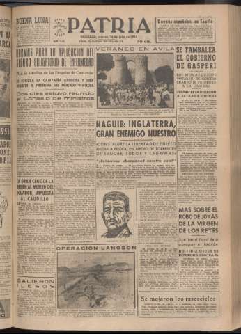 'Patria : diario de Falange Española Tradicionalista y de las J.O.N.S.' - Año XVIII Número 5481 - 1953 julio 24