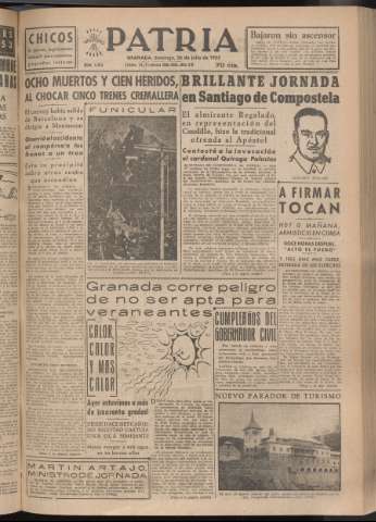 'Patria : diario de Falange Española Tradicionalista y de las J.O.N.S.' - Año XVIII Número 5483 - 1953 julio 26