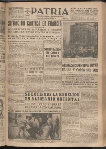 'Patria : diario de Falange Española Tradicionalista y de las J.O.N.S.' - Año XVIII Número 5494 - 1953 agosto 8