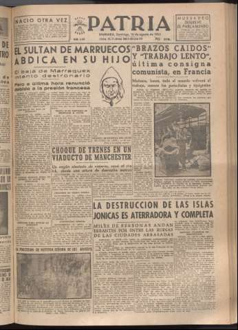 'Patria : diario de Falange Española Tradicionalista y de las J.O.N.S.' - Año XVIII Número 5501 - 1953 agosto 16