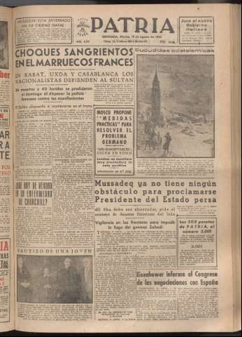 'Patria : diario de Falange Española Tradicionalista y de las J.O.N.S.' - Año XVIII Número 5502 - 1953 agosto 18