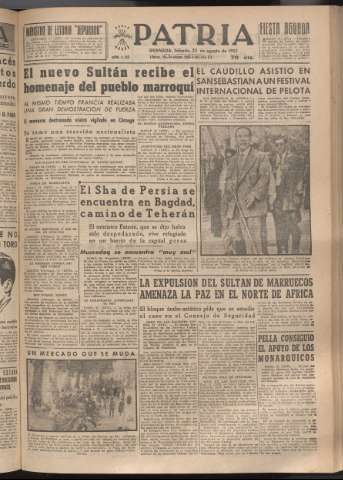 'Patria : diario de Falange Española Tradicionalista y de las J.O.N.S.' - Año XVIII Número 5506 - 1953 agosto 22