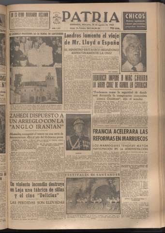 'Patria : diario de Falange Española Tradicionalista y de las J.O.N.S.' - Año XVIII Número 5509 - 1953 agosto 26