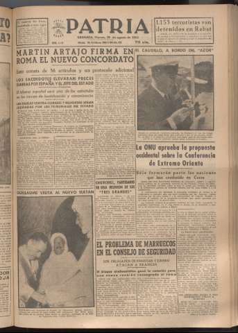 'Patria : diario de Falange Española Tradicionalista y de las J.O.N.S.' - Año XVIII Número 5511 - 1953 agosto 28