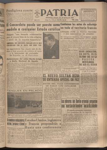 'Patria : diario de Falange Española Tradicionalista y de las J.O.N.S.' - Año XVIII Número 5512 - 1953 agosto 29