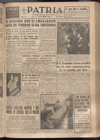 'Patria : diario de Falange Española Tradicionalista y de las J.O.N.S.' - Año XVIII Número 5515 - 1953 septiembre 2
