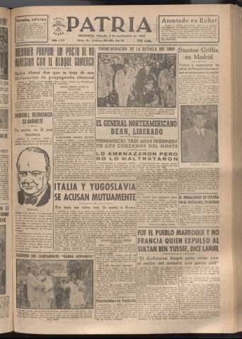 'Patria : diario de Falange Española Tradicionalista y de las J.O.N.S.' - Año XVIII Número 5518 - 1953 septiembre 5