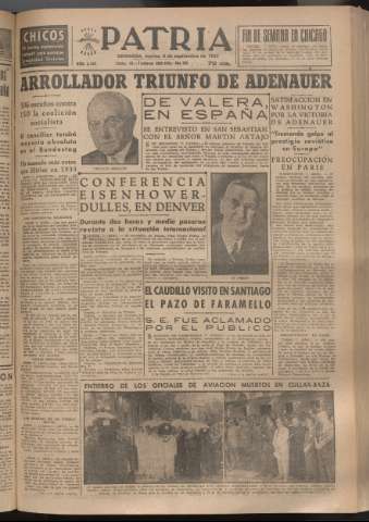 'Patria : diario de Falange Española Tradicionalista y de las J.O.N.S.' - Año XVIII Número 5520 - 1953 septiembre 8