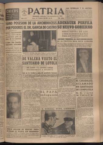 'Patria : diario de Falange Española Tradicionalista y de las J.O.N.S.' - Año XVIII Número 5521 - 1953 septiembre 9
