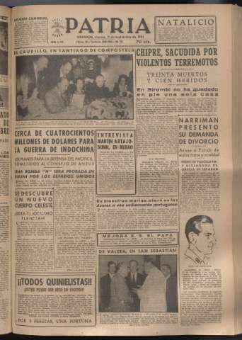'Patria : diario de Falange Española Tradicionalista y de las J.O.N.S.' - Año XVIII Número 5523 - 1953 septiembre 11