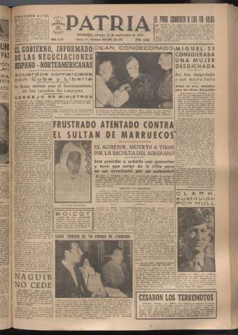 'Patria : diario de Falange Española Tradicionalista y de las J.O.N.S.' - Año XVIII Número 5524 - 1953 septiembre 12