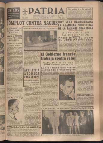 'Patria : diario de Falange Española Tradicionalista y de las J.O.N.S.' - Año XVIII Número 5527 - 1953 septiembre 16
