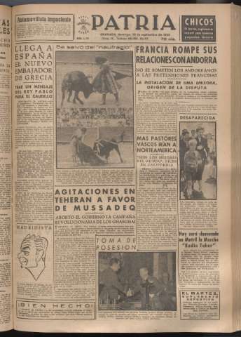 'Patria : diario de Falange Española Tradicionalista y de las J.O.N.S.' - Año XVIII Número 5531 - 1953 septiembre 20