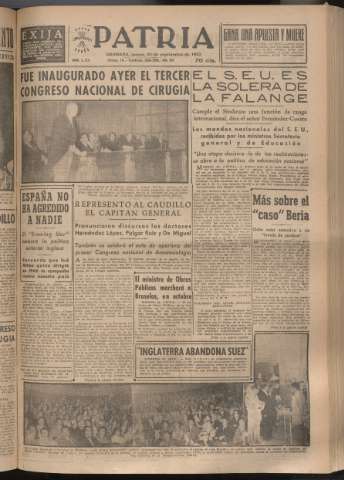 'Patria : diario de Falange Española Tradicionalista y de las J.O.N.S.' - Año XVIII Número 5534 - 1953 septiembre 24