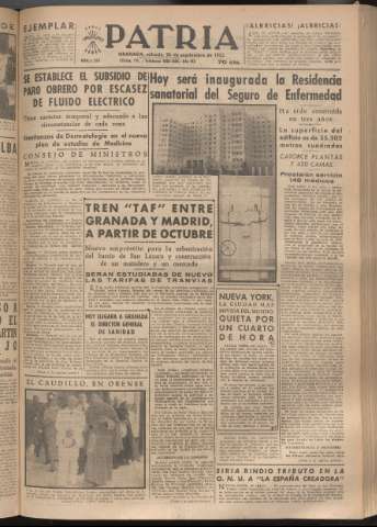 'Patria : diario de Falange Española Tradicionalista y de las J.O.N.S.' - Año XVIII Número 5536 - 1953 septiembre 26