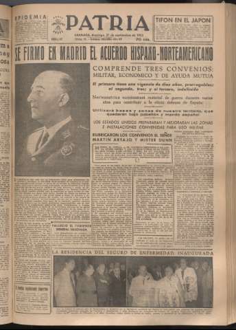'Patria : diario de Falange Española Tradicionalista y de las J.O.N.S.' - Año XVIII Número 5537 - 1953 septiembre 27