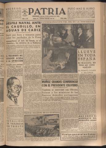 'Patria : diario de Falange Española Tradicionalista y de las J.O.N.S.' - Año XVIII Número 5552 - 1953 octubre 15