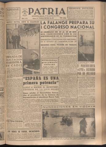 'Patria : diario de Falange Española Tradicionalista y de las J.O.N.S.' - Año XVIII Número 5554 - 1953 octubre 17