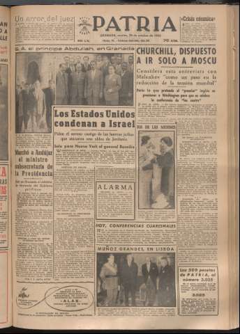 'Patria : diario de Falange Española Tradicionalista y de las J.O.N.S.' - Año XVIII Número 5556 - 1953 octubre 20