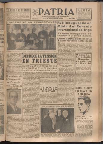 'Patria : diario de Falange Española Tradicionalista y de las J.O.N.S.' - Año XVIII Número 5557 - 1953 octubre 21