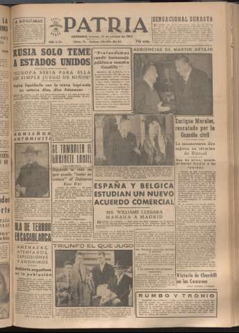 'Patria : diario de Falange Española Tradicionalista y de las J.O.N.S.' - Año XVIII Número 5559 - 1953 octubre 23