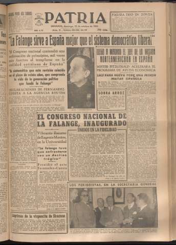 'Patria : diario de Falange Española Tradicionalista y de las J.O.N.S.' - Año XVIII Número 5561 - 1953 octubre 25