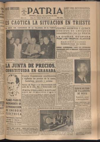 'Patria : diario de Falange Española Tradicionalista y de las J.O.N.S.' - Año XVIII Número 5689 - 1953 noviembre 7