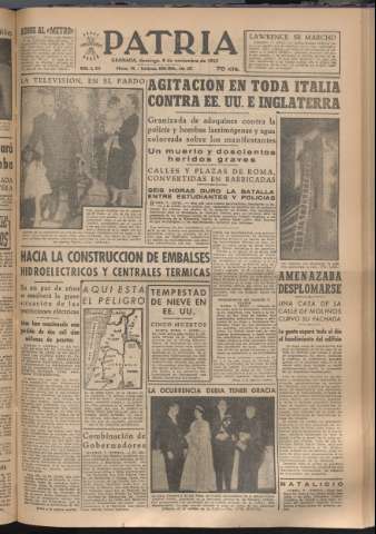 'Patria : diario de Falange Española Tradicionalista y de las J.O.N.S.' - Año XVIII Número 5690 - 1953 noviembre 8
