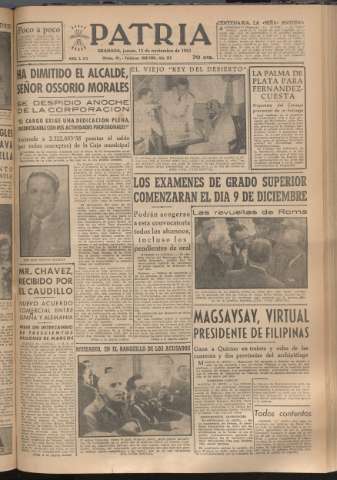 'Patria : diario de Falange Española Tradicionalista y de las J.O.N.S.' - Año XVIII Número 5693 - 1953 noviembre 12