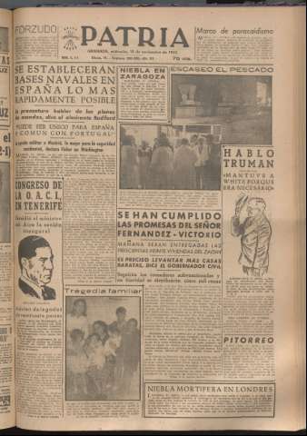 'Patria : diario de Falange Española Tradicionalista y de las J.O.N.S.' - Año XVIII Número 5698 - 1953 noviembre 18