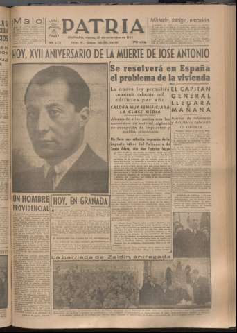 'Patria : diario de Falange Española Tradicionalista y de las J.O.N.S.' - Año XVIII Número 5700 - 1953 noviembre 20