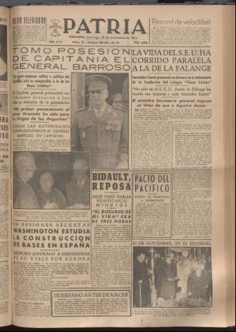 'Patria : diario de Falange Española Tradicionalista y de las J.O.N.S.' - Año XVIII Número 5702 - 1953 noviembre 22