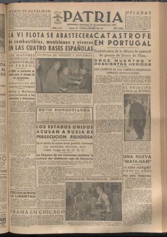 'Patria : diario de Falange Española Tradicionalista y de las J.O.N.S.' - Año XVIII Número 5704 - 1953 noviembre 25