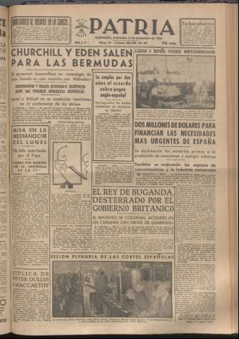 'Patria : diario de Falange Española Tradicionalista y de las J.O.N.S.' - Año XVIII Número 5710 - 1953 diciembre 2