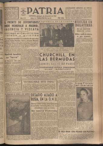 'Patria : diario de Falange Española Tradicionalista y de las J.O.N.S.' - Año XVIII Número 5711 - 1953 diciembre 3