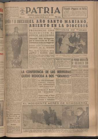 'Patria : diario de Falange Española Tradicionalista y de las J.O.N.S.' - Año XVIII Número 5715 - 1953 diciembre 8