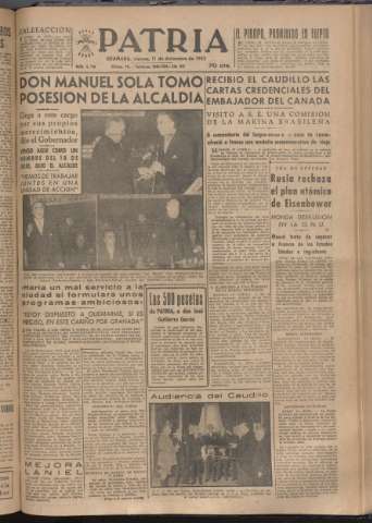 'Patria : diario de Falange Española Tradicionalista y de las J.O.N.S.' - Año XVIII Número 5718 - 1953 diciembre 11