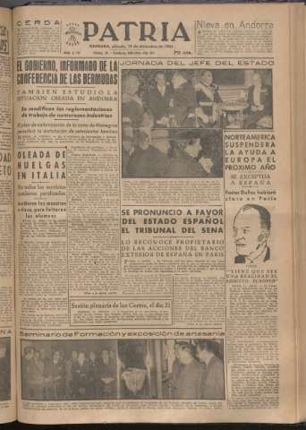 'Patria : diario de Falange Española Tradicionalista y de las J.O.N.S.' - Año XVIII Número 5719 - 1953 diciembre 12