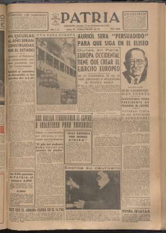 'Patria : diario de Falange Española Tradicionalista y de las J.O.N.S.' - Año XVIII Número 5721 - 1953 diciembre 15