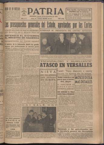 'Patria : diario de Falange Española Tradicionalista y de las J.O.N.S.' - Año XVIII Número 5727 - 1953 diciembre 22